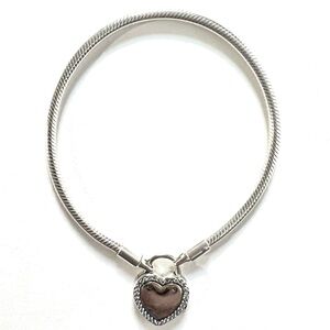Sterling Silver Heart Clasp Charm Bracelet